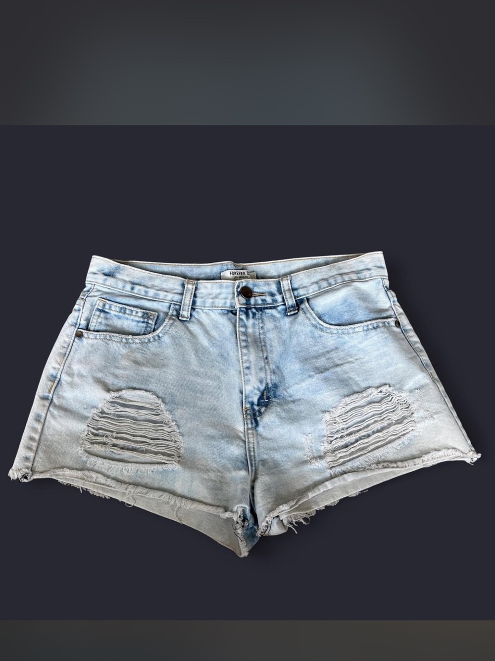Forever 21 Light Blue Distressed Denim Shorts